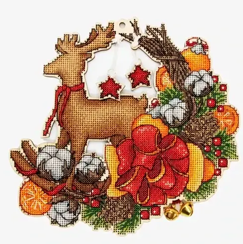 Snowy Flow winter wreath embroidery kit